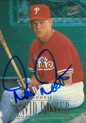 45303 David Doster Autographed Baseball Card Philadelphia Phillies 1996 Fleer Ultra No .518