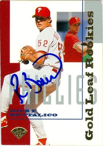 45305 Ricky Bottalico Autographed Baseball Card Philadelphia Phillies 1995 Leaf No .8