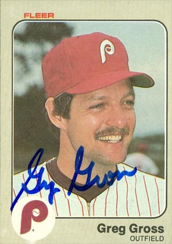 45314 Greg Gross Autographed Baseball Card Philadelphia Phillies 1983 Fleer No .162
