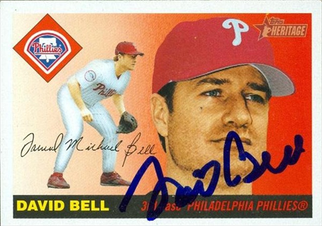45315 David Bell Autographed Baseball Card Philadelphia Phillies 2004 Topps Heritage No .364