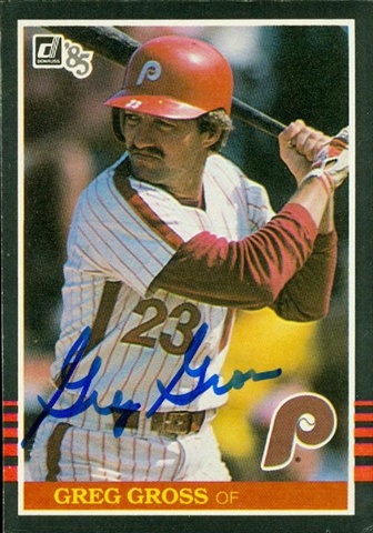 45325 Greg Gross Autographed Baseball Card Philadelphia Phillies 1985 Donruss No .407