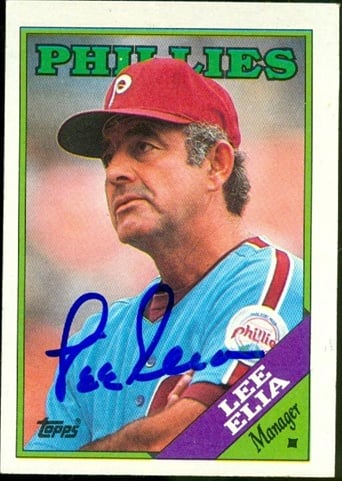 45332 Lee Elia Autographed Baseball Card Philadelphia Phillies 1988 Topps No .254