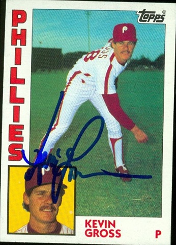 45351 Kevin Gross Autographed Baseball Card Philadelphia Phillies 1984 Topps No .332