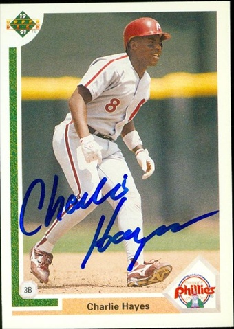 45371 Charlie Hayes Autographed Baseball Card Philadelphia Phillies 1991 Upper Deck No .269