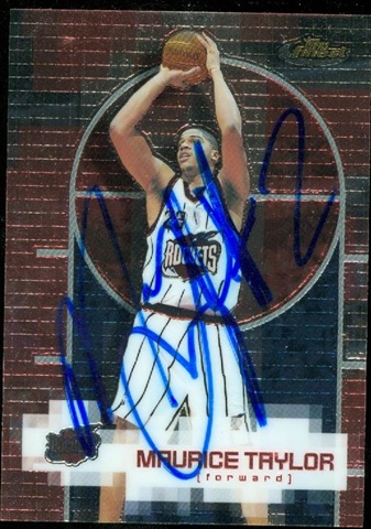 46287 Maurice Taylor Autographed Basketball Card Houston Rockets 2000 Topps Finest No .89