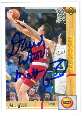 46288 David Wood Autographed Basketball Card Houston Rockets 1991 Upper Deck No .298