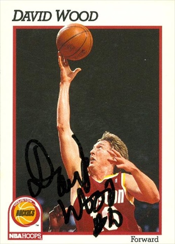 46289 David Wood Autographed Basketball Card Houston Rockets 1991 Hoops No .82
