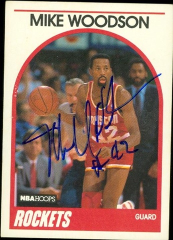 46291 Mike Woodson Autographed Basketball Card Houston Rockets 1989 Hoops No .49