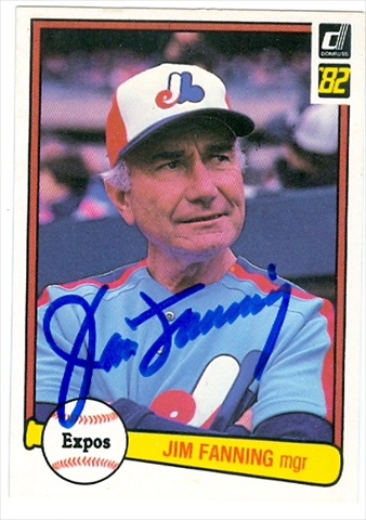 38378 Jim Fanning Autographed Baseball Card Montreal Expos 1982 Donruss No. 492