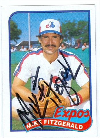 38380 Mike Fitzgerald Autographed Baseball Card Montreal Expos 1989 Topps No. 23