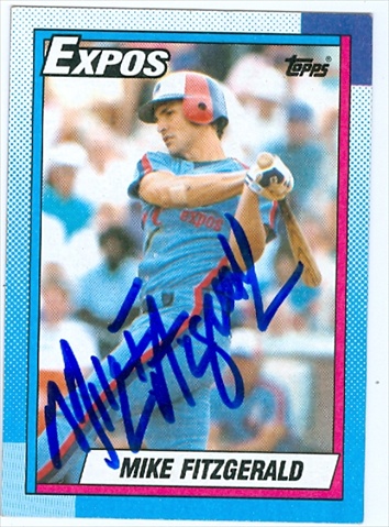 38381 Mike Fitzgerald Autographed Baseball Card Montreal Expos 1990 Topps No. 484