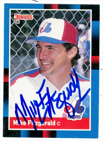 38382 Mike Fitzgerald Autographed Baseball Card Montreal Expos 1988 Donruss No. 159