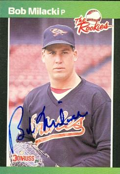 50592 Bob Milacki Autographed Baseball Card Baltimore Orioles 1989 Donruss Rookies No .22