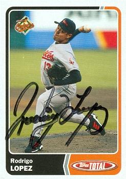 50594 Rodrigo Lopez Autographed Baseball Card Baltimore Orioles 2003 Topps Total No .468