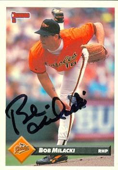 50600 Bob Milacki Autographed Baseball Card Baltimore Orioles 1993 Donruss No .587