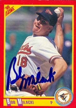 50604 Bob Milacki Autographed Baseball Card Baltimore Orioles 1990 Score No .239
