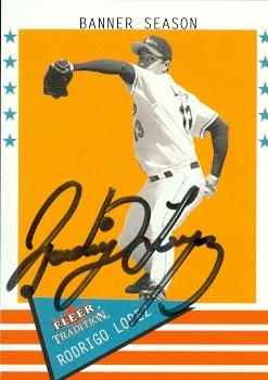 50614 Rodrigo Lopez Autographed Baseball Card Baltimore Orioles 2003 Fleer Tradition No .481