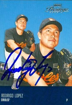 50618 Rodrigo Lopez Autographed Baseball Card Baltimore Orioles 2003 Playoff Prestige No .10