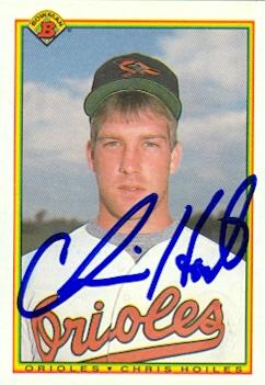 50628 Chris Hoiles Autographed Baseball Card Baltimore Orioles 1990 Bowman No .259