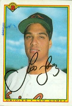 50629 Leo Gomez Autographed Baseball Card Baltimore Orioles 1990 Bowman No .262