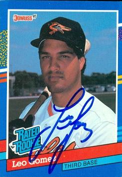 50636 Leo Gomez Autographed Baseball Card Baltimore Orioles 1991 Donruss Rated Rookie No .35