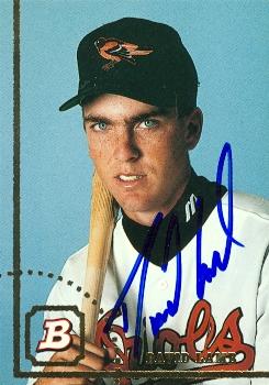 50640 David Lamb Autographed Baseball Card Baltimore Orioles 1994 Bowman No .36