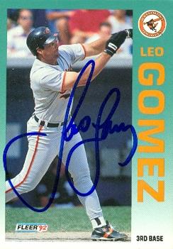 50644 Leo Gomez Autographed Baseball Card Baltimore Orioles 1992 Fleer No .8