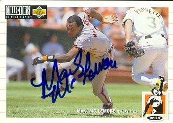 50648 Mark Mclemore Autographed Baseball Card Baltimore Orioles 1993 Upper Deck Collectors Choice No .198