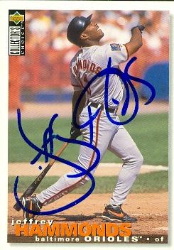 50655 Jeffrey Hammonds Autographed Baseball Card Baltimore Orioles 1995 Upper Deck Collectors Choice No .335
