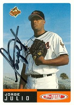 50656 Jorge Julio Autographed Baseball Card Baltimore Orioles 2002 Topps Total No .148