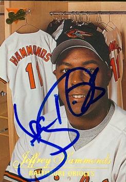 50660 Jeffrey Hammonds Autographed Baseball Card Baltimore Orioles 1994 Donruss Studio No .123