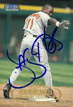 50663 Jeffrey Hammonds Autographed Baseball Card Baltimore Orioles 1998 Fleer Tradition No .82