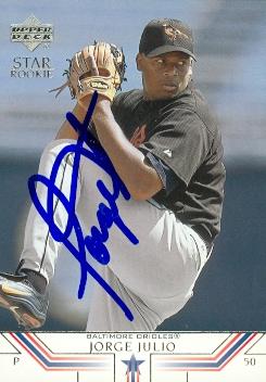50665 Jorge Julio Autographed Baseball Card Baltimore Orioles 2001 Upper Deck No .11