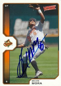50671 Melvin Mora Autographed Baseball Card Baltimore Orioles 2002 Upper Deck Victory No .107