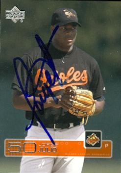 50672 Jorge Julio Autographed Baseball Card Baltimore Orioles 2002 Upper Deck No .81