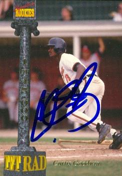 50678 Curtis Goodwin Autographed Baseball Card Baltimore Orioles 1994 Signature Rookies No .1