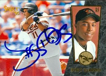 50684 Jeffrey Hammonds Autographed Baseball Card Baltimore Orioles 1995 Select No .18
