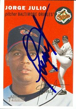 50685 Jorge Julio Autographed Baseball Card Baltimore Orioles 2003 Topps Heritage No .304