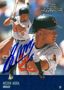 50686 Melvin Mora Autographed Baseball Card Baltimore Orioles 2003 Playoff Prestige No .9