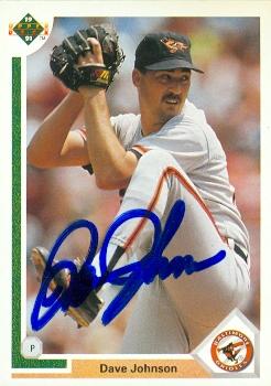 50704 Dave Johnson Autographed Baseball Card Baltimore Orioles 1991 Upper Deck No .299