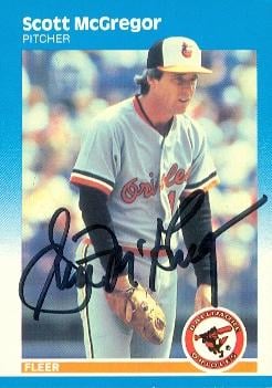 50711 Scott Mcgregor Autographed Baseball Card Baltimore Orioles 1987 Fleer No .475