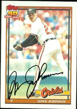 50717 Dave Johnson Autographed Baseball Card Baltimore Orioles 1991 Topps No .163