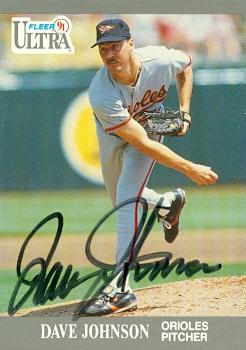 50726 Dave Johnson Autographed Baseball Card Baltimore Orioles 1991 Fleer Ultra No .18