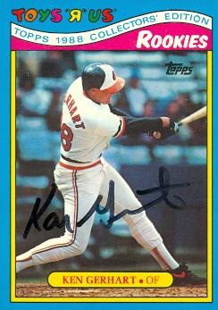 50731 Ken Gerhart Autographed Baseball Card Baltimore Orioles 1988 Topps Toys R Us No .11