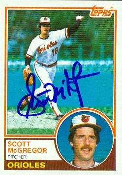 50732 Scott Mcgregor Autographed Baseball Card Baltimore Orioles 1983 Topps No .745