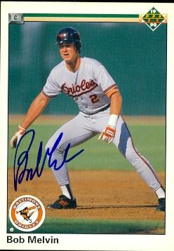 50733 Bob Melvin Autographed Baseball Card Baltimore Orioles 1990 Upper Deck No .644