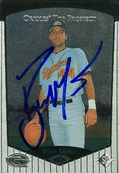 50752 Ryan Minor Autographed Baseball Card Baltimore Orioles 1997 Upper Deck Sp No .25