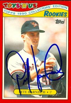 50753 Pete Harnisch Autographed Baseball Card Baltimore Orioles 1990 Topps Toys R Us No .14