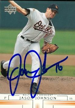 50754 Jason Johnson Autographed Baseball Card Baltimore Orioles 2001 Upper Deck No .136