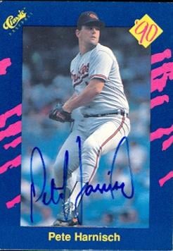 50761 Pete Harnisch Autographed Baseball Card Baltimore Orioles 1990 Classic No .44